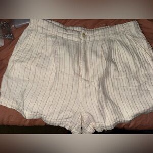 Thread & Supply Cream Striped Women Shorts